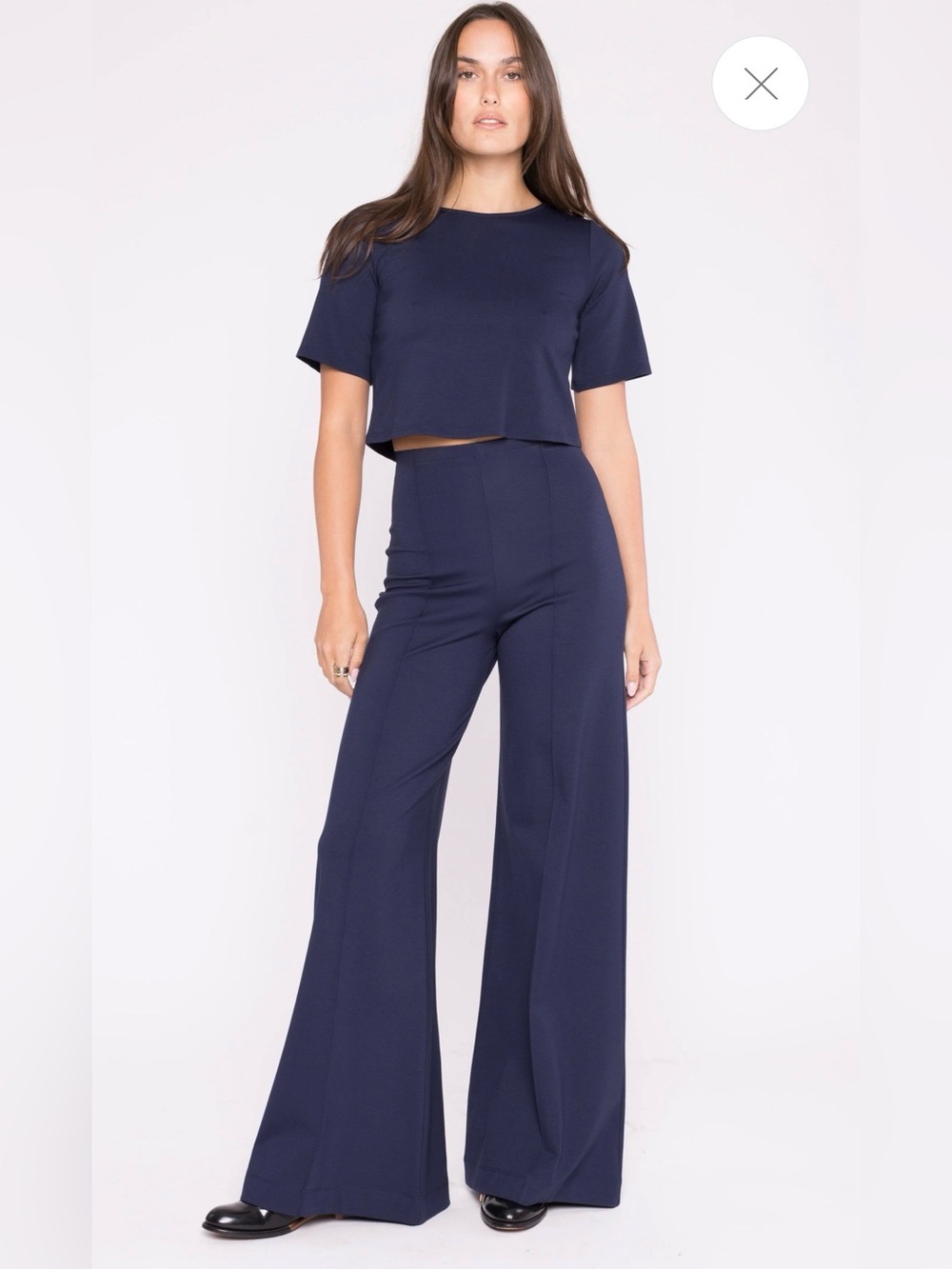 Ripley Rader NAVY PONTE KNIT LONG WIDE LEG PANT size 2+ 16/18